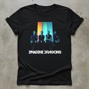 Imagine Dragons Neon Band Graphic T-Shirt | Retro Music Fan Tee | Unisex Black